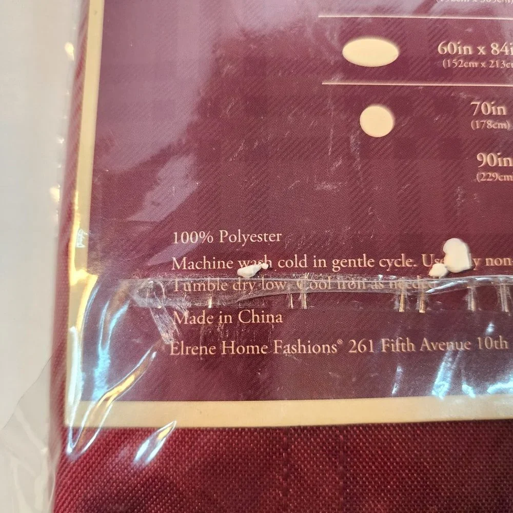 Set‎ of 2 Burgundy 60x120 Oblong Fabric Decorative Tablecloths NWT
